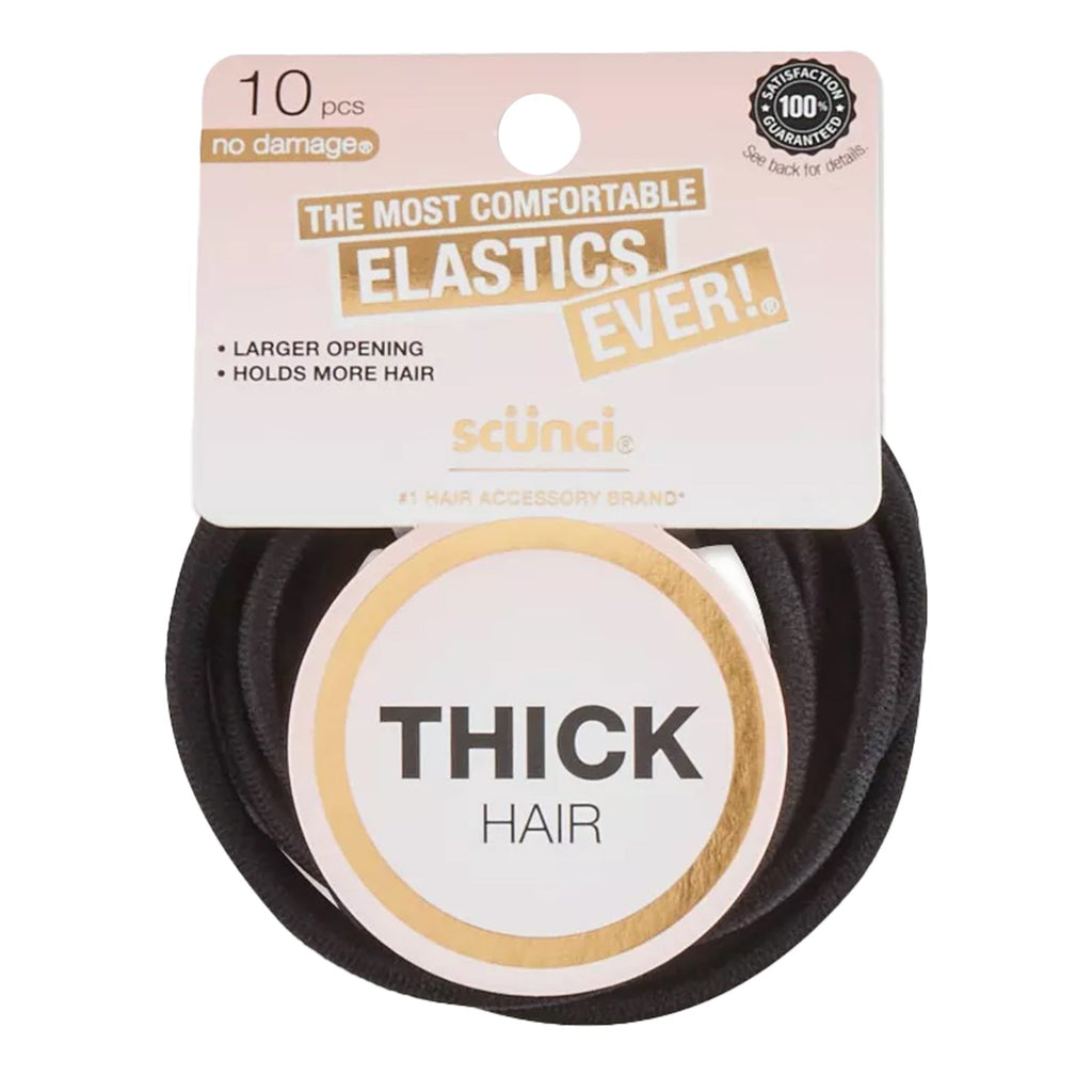 Scunci No Damage Elastics Black For Thick Hair 10pcs - ikatehouse