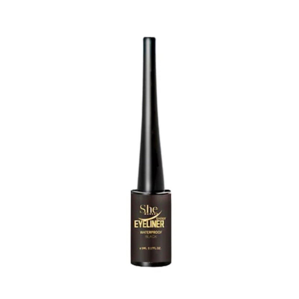 S.he Makeup Waterproof Liquid Shiny Eyeliner Black 0.17oz/ 5ml - ikatehouse