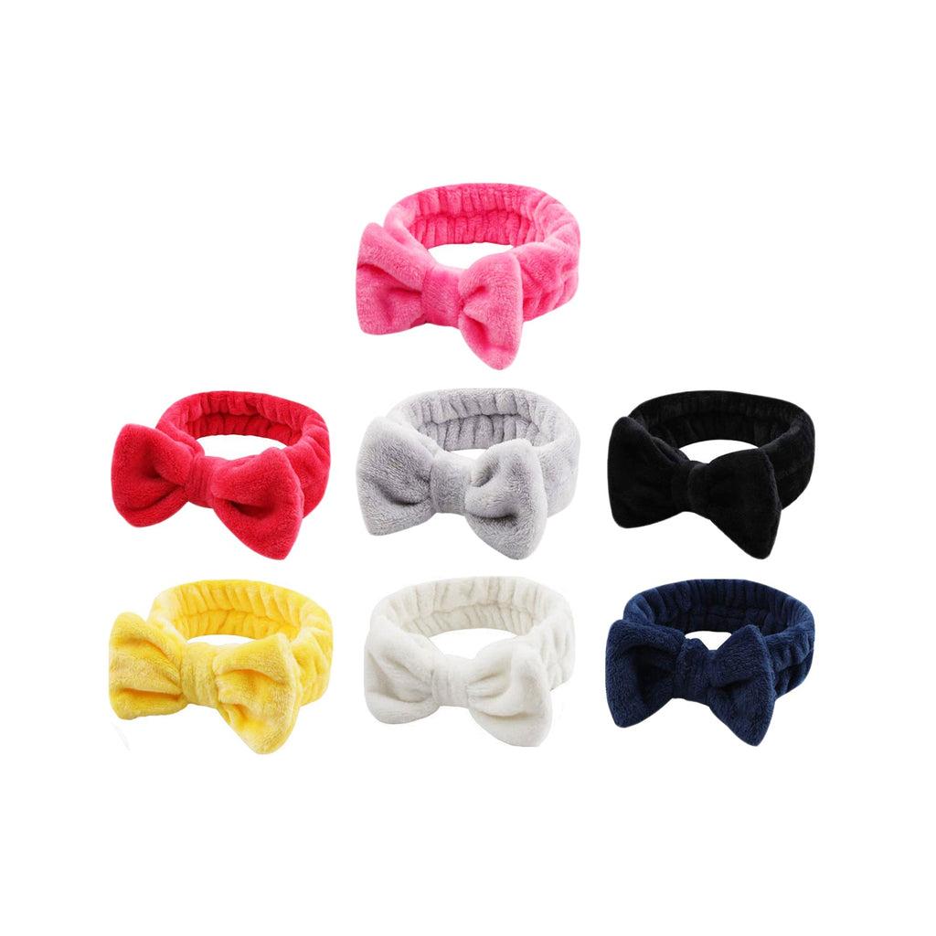 Solid Color Bowknot Elastic Spa Headband - ikatehouse
