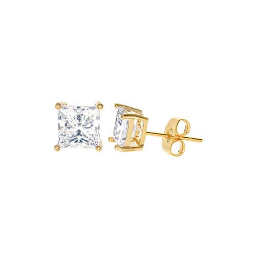 Square Cubic Zirconia Stud Earring Gold - ikatehouse