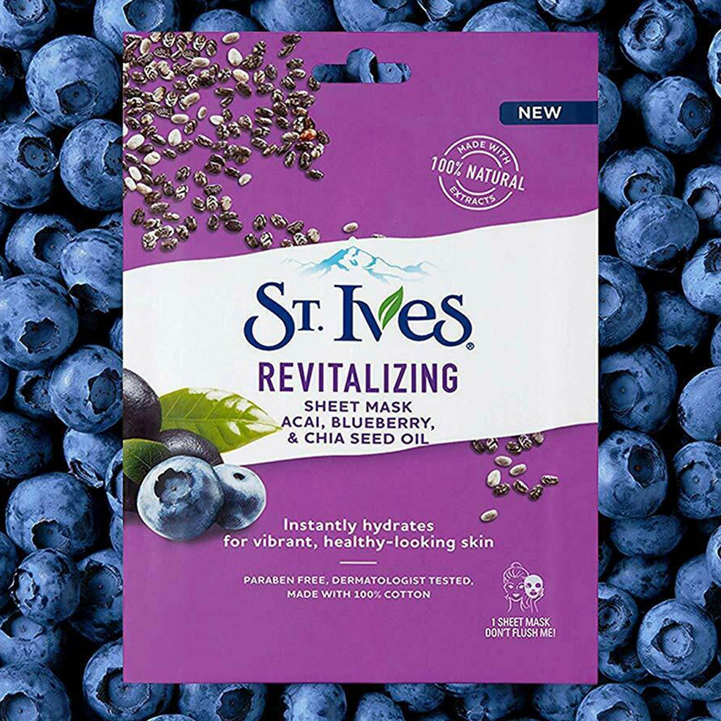St Ives Revitalizing Acai & Blueberry Sheet Mask - ikatehouse