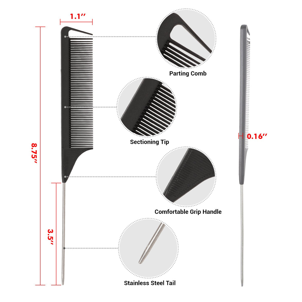 Studio Limited Carbon Pin Tail Parting Comb - ikatehouse