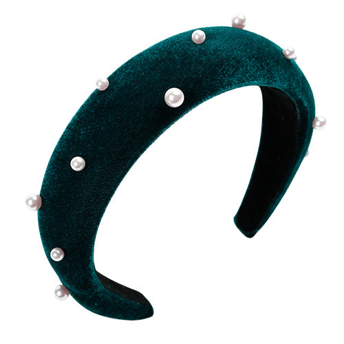 Scunci Velvet Pearl Padded Headband HEADBAND SCUNCI 34043-Green - ikatehouse