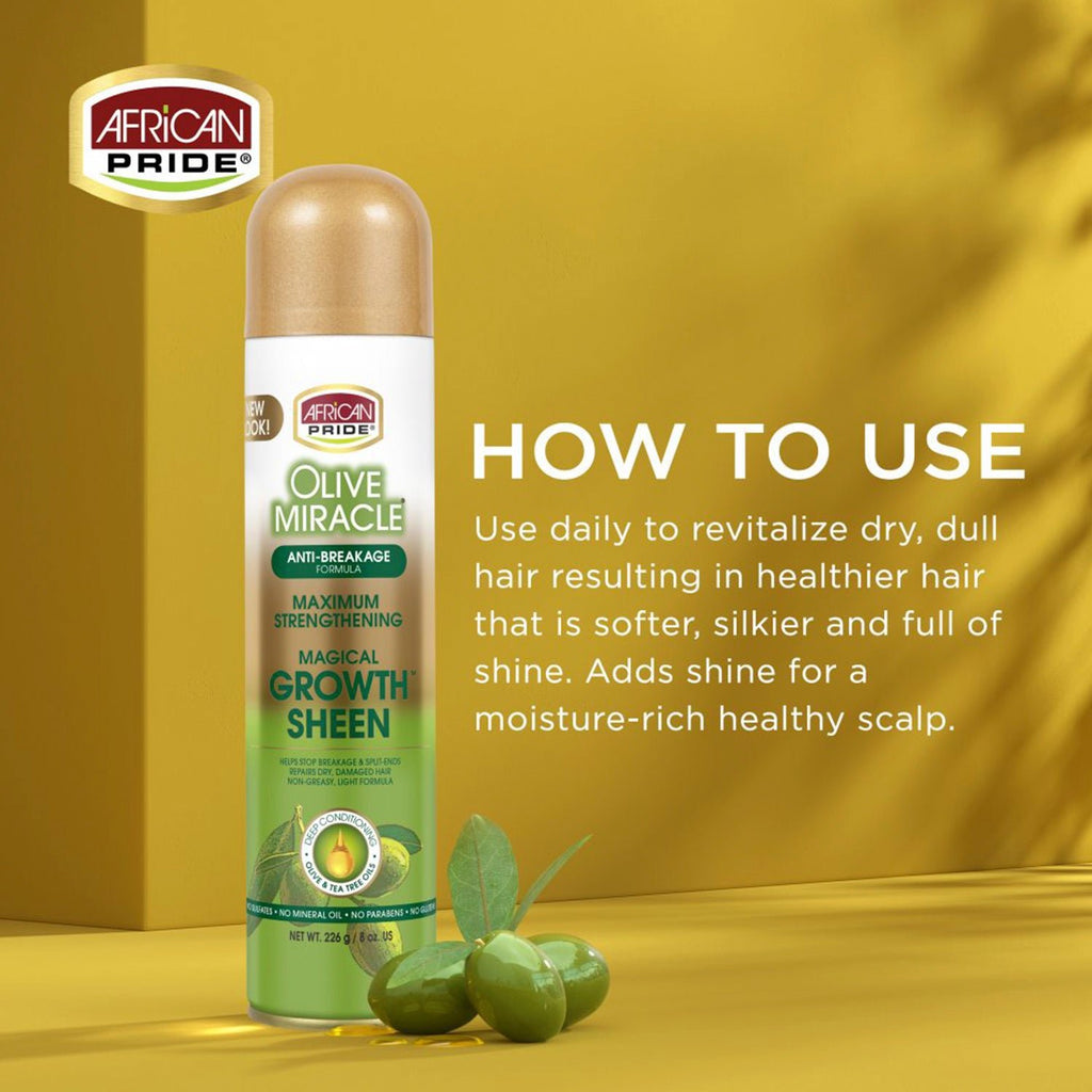 African Pride Olive Miracle Growth Sheen Spray 8oz - ikatehouse