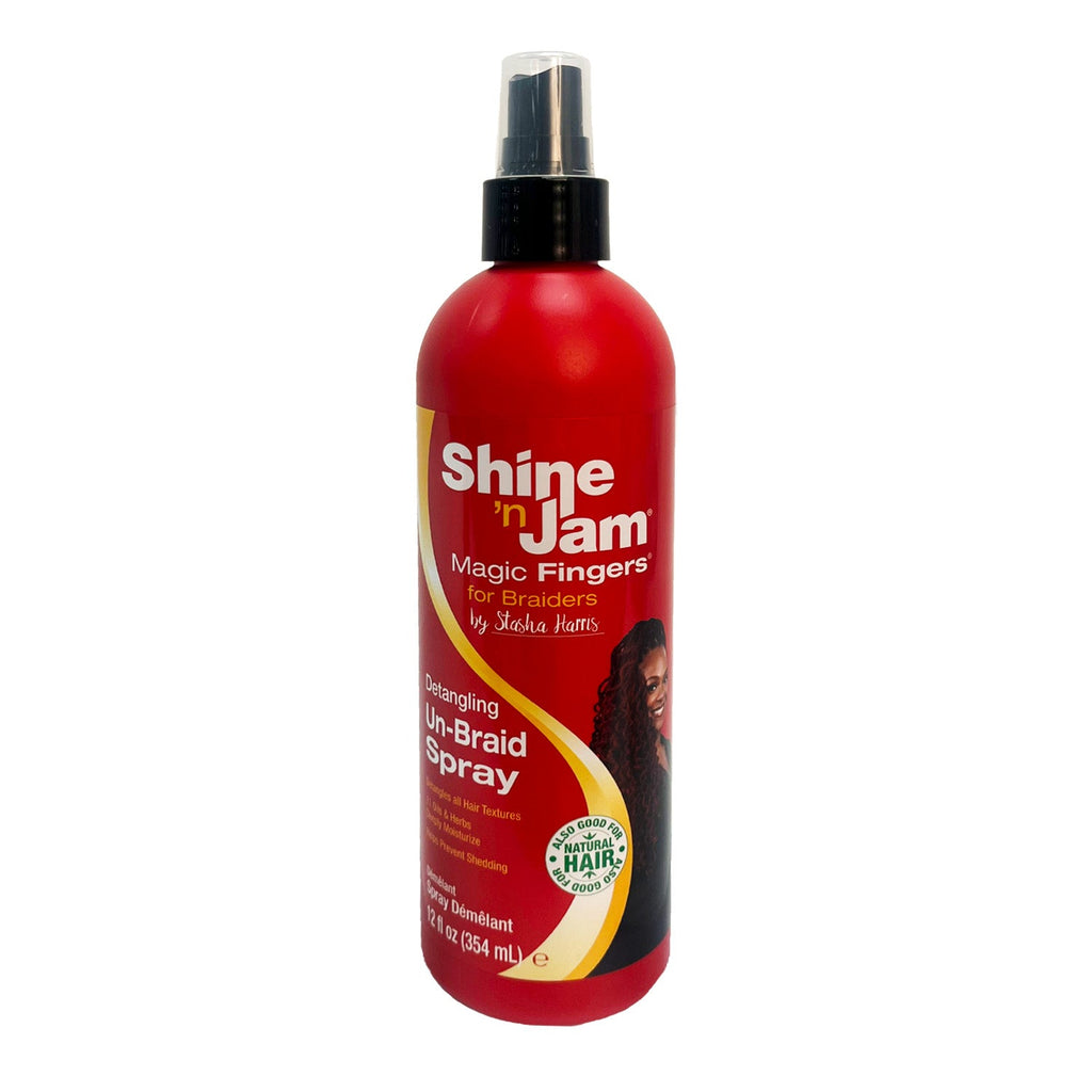 Ampro Shine 'n Jam Magic Fingers Detangling Un - Braid Spray 12oz/354ml - ikatehouse