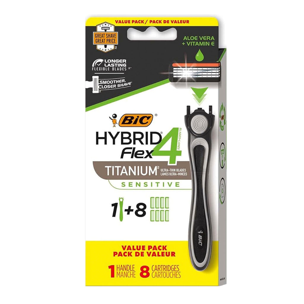 Bic Hybrid Flex 4 Titanium 1 Handle with 8 Blades Value Pack - ikatehouse