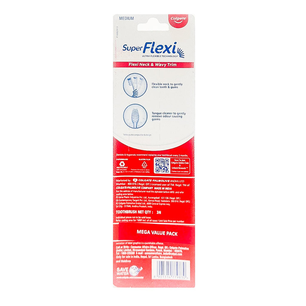 Colgate Super Flexi Superior Clean Toothbrush 3pk - ikatehouse