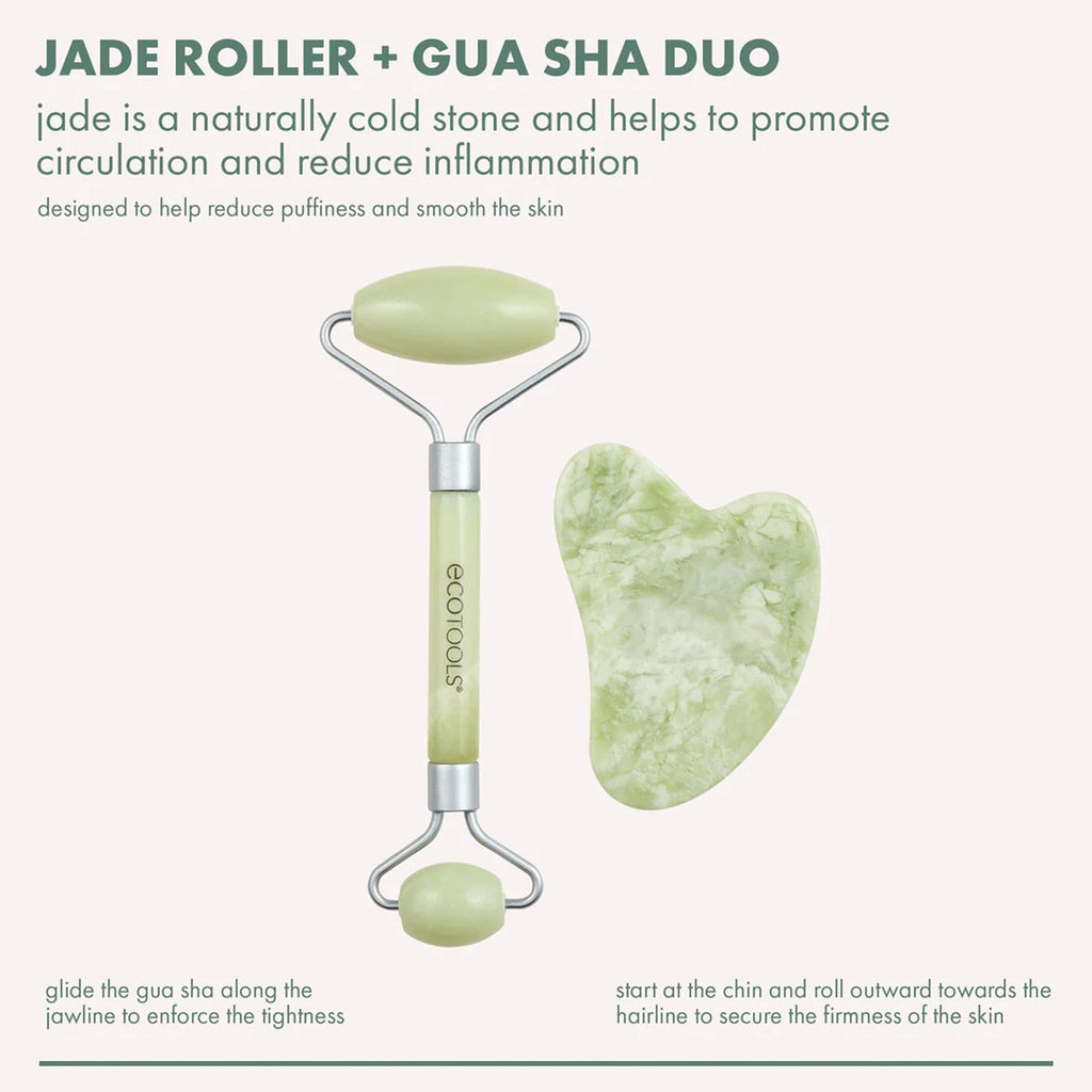 Ecotools Jade Roller & Gua Sha Stone Mini Facial Kit - ikatehouse