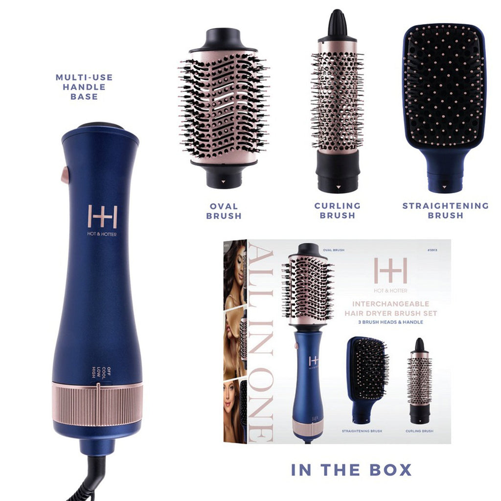 Hot & Hotter All-In-One Interchangeable Hair Dryer Brush Set - ikatehouse