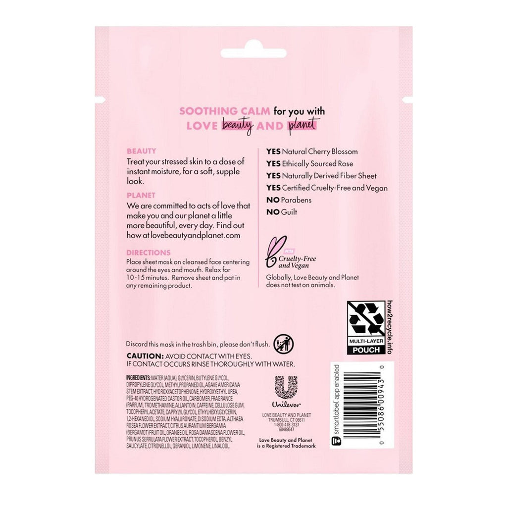 Love Beauty & Planet Soothing Calm Sheet Mask 0.91oz - ikatehouse