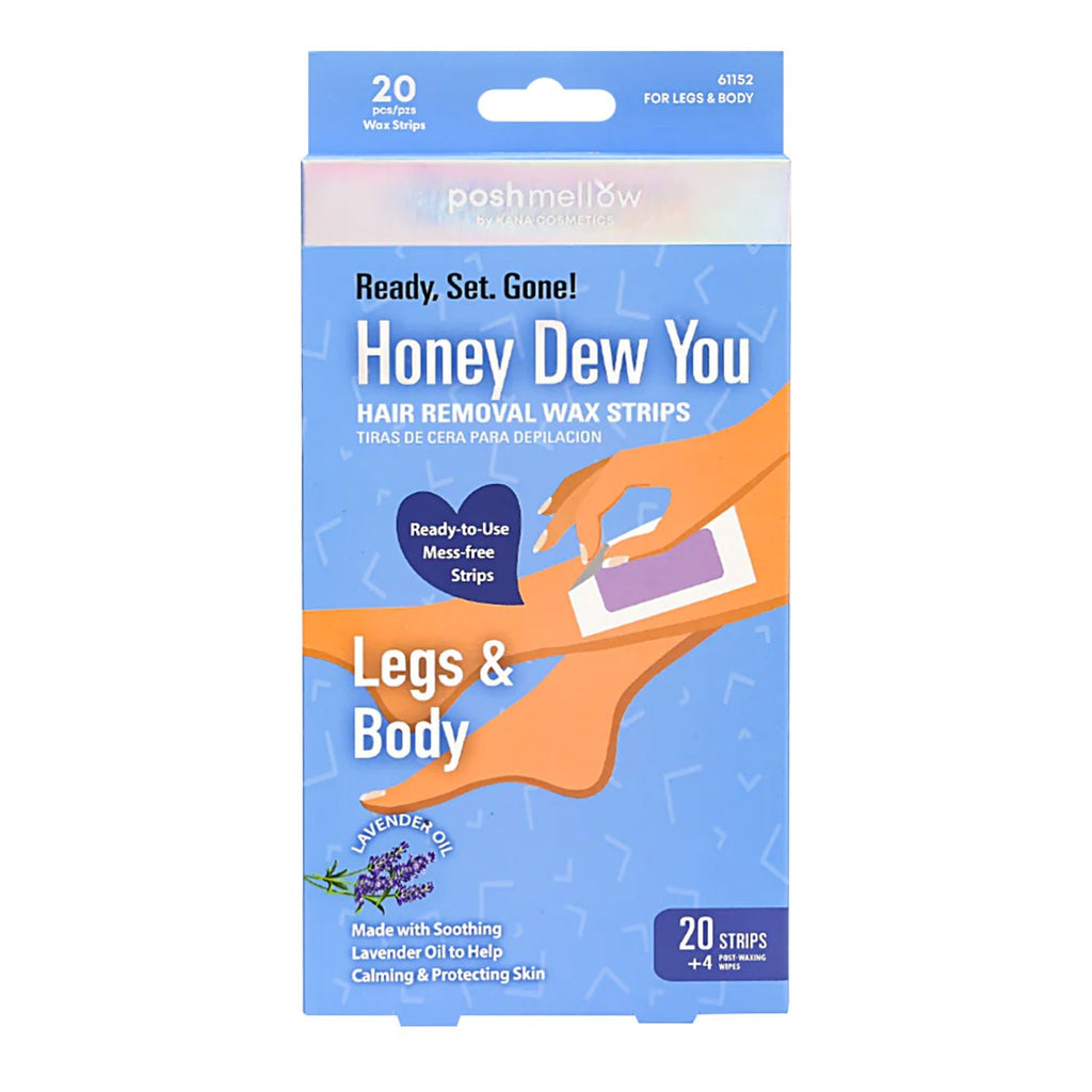 Posh Mellow Ready Set Gone Honey Dew You Hair Removal Legs & Body Wax Strips 20pcs - ikatehouse