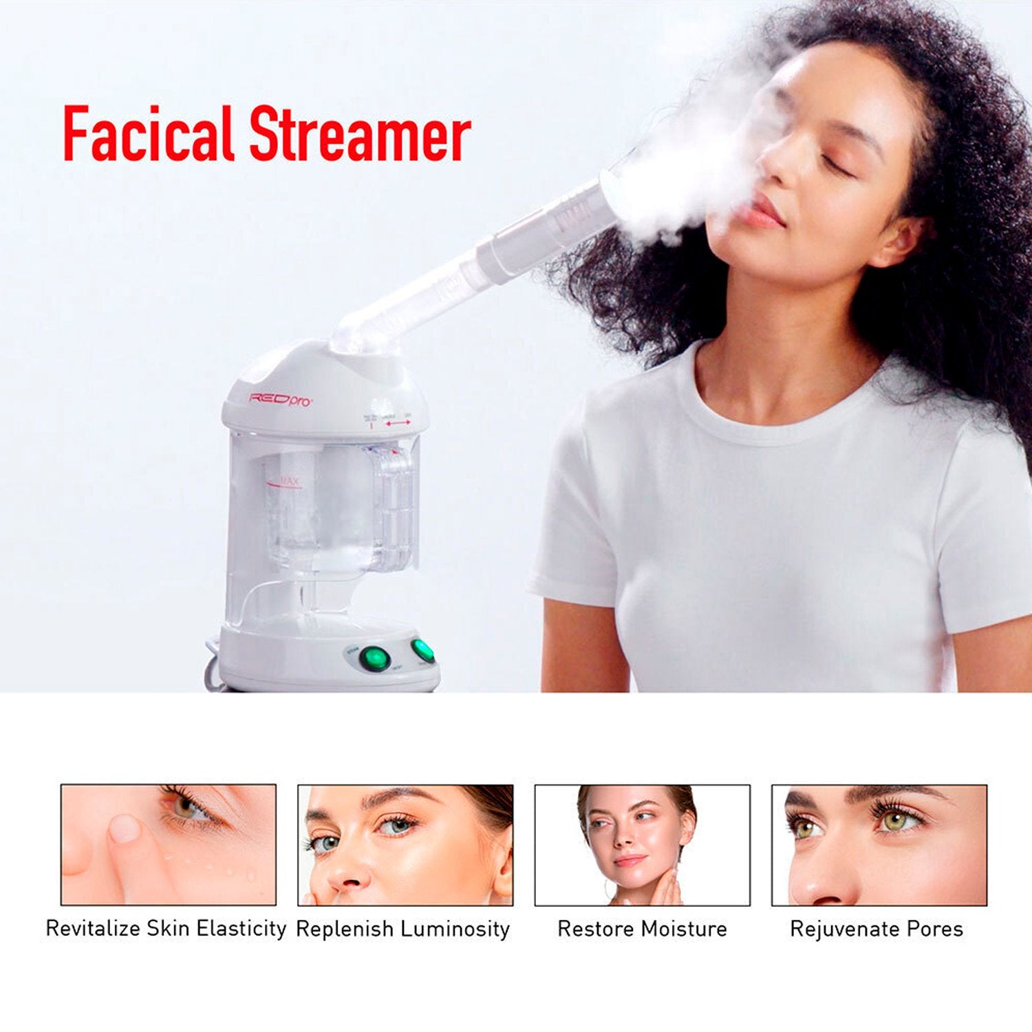 Red Pro Hair Therapy Steamer 2 in 1 Hair and Facial Steamer