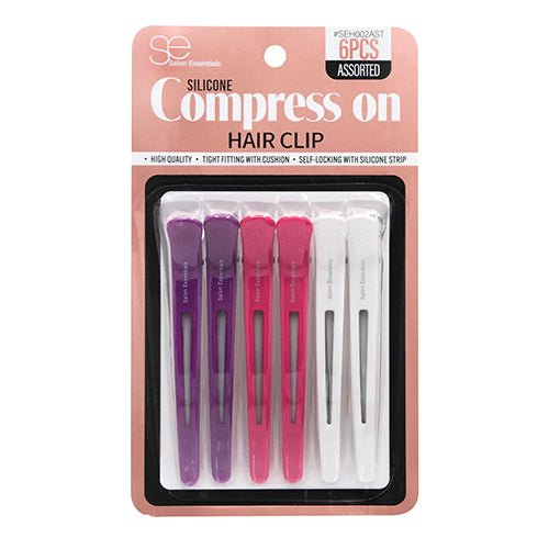 Salon Essentials Silicone Compression Hair Clip 6pcs - ikatehouse