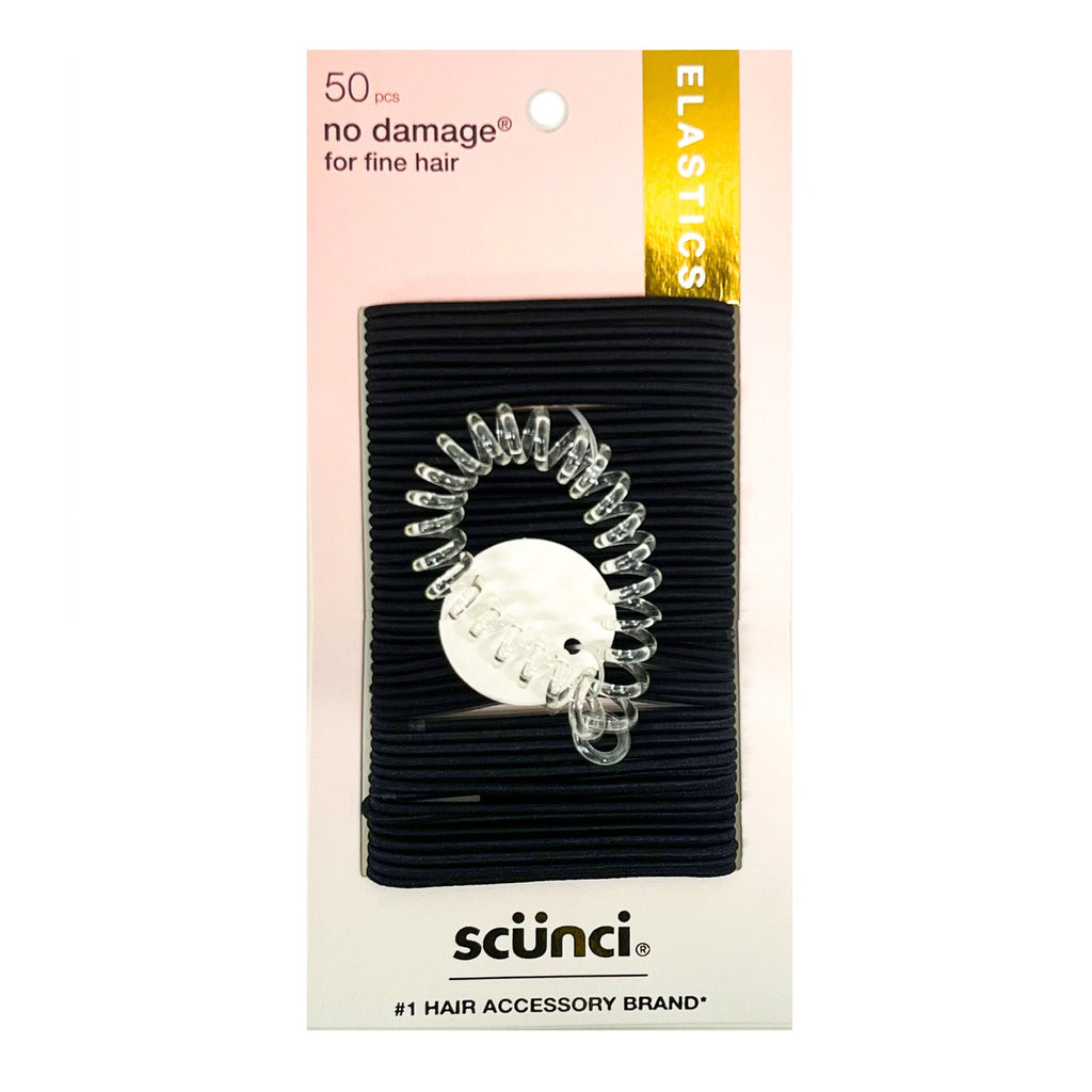 Scunci Black Elastics With Spiral 50pcs - ikatehouse