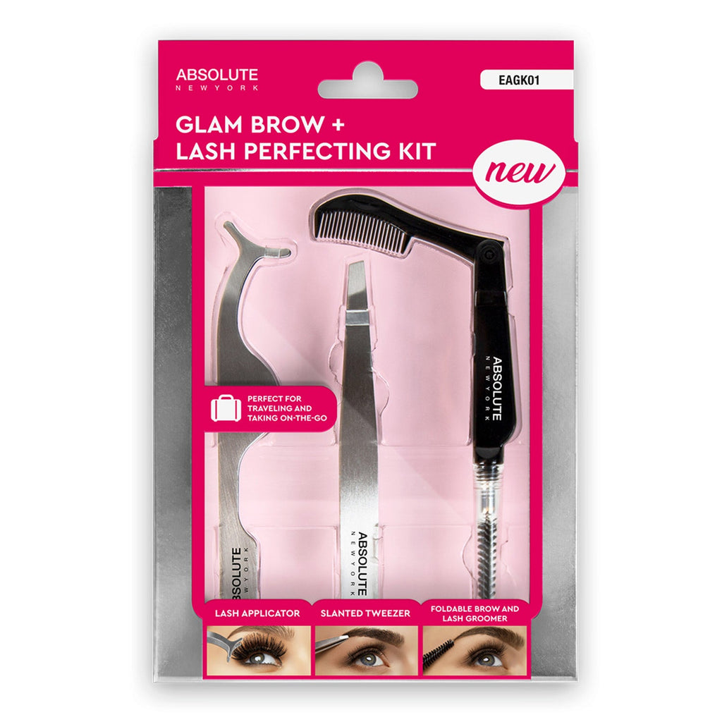 Absolute New York Glam Brow n Lash Perfecting Kit 3 Pieces - ikatehouse