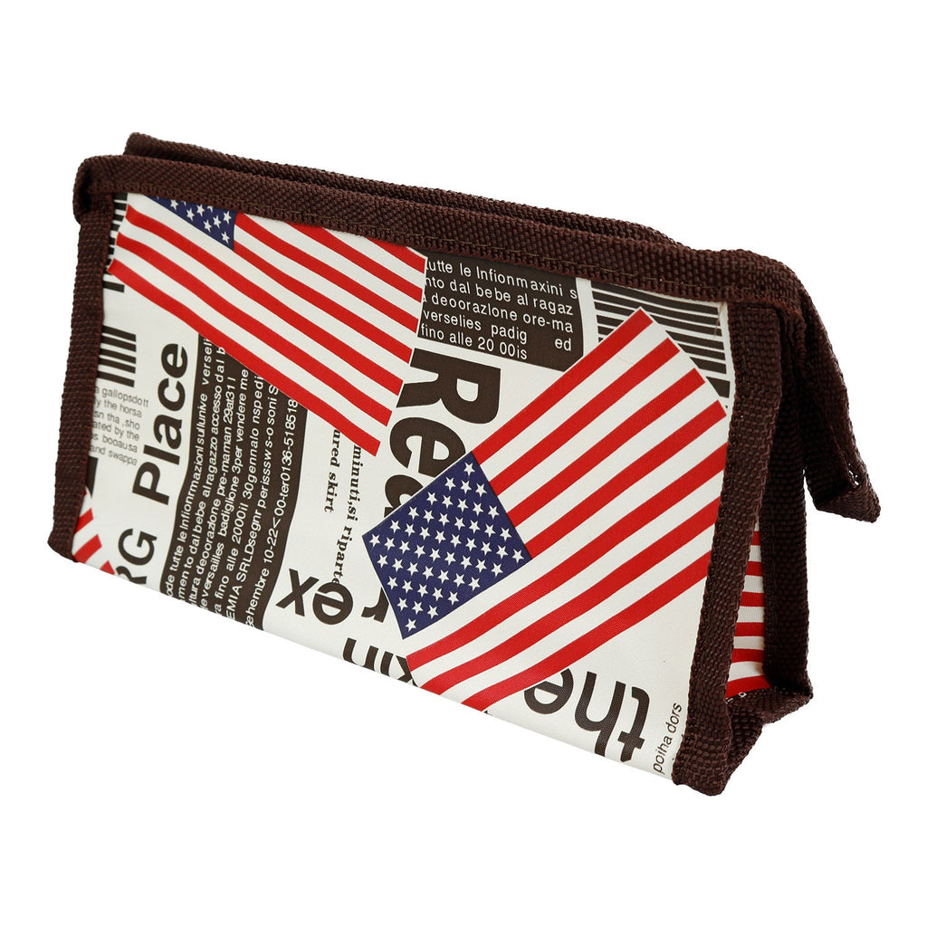 American Flag and Letter Makeup Bag - Assorted Color - ikatehouse