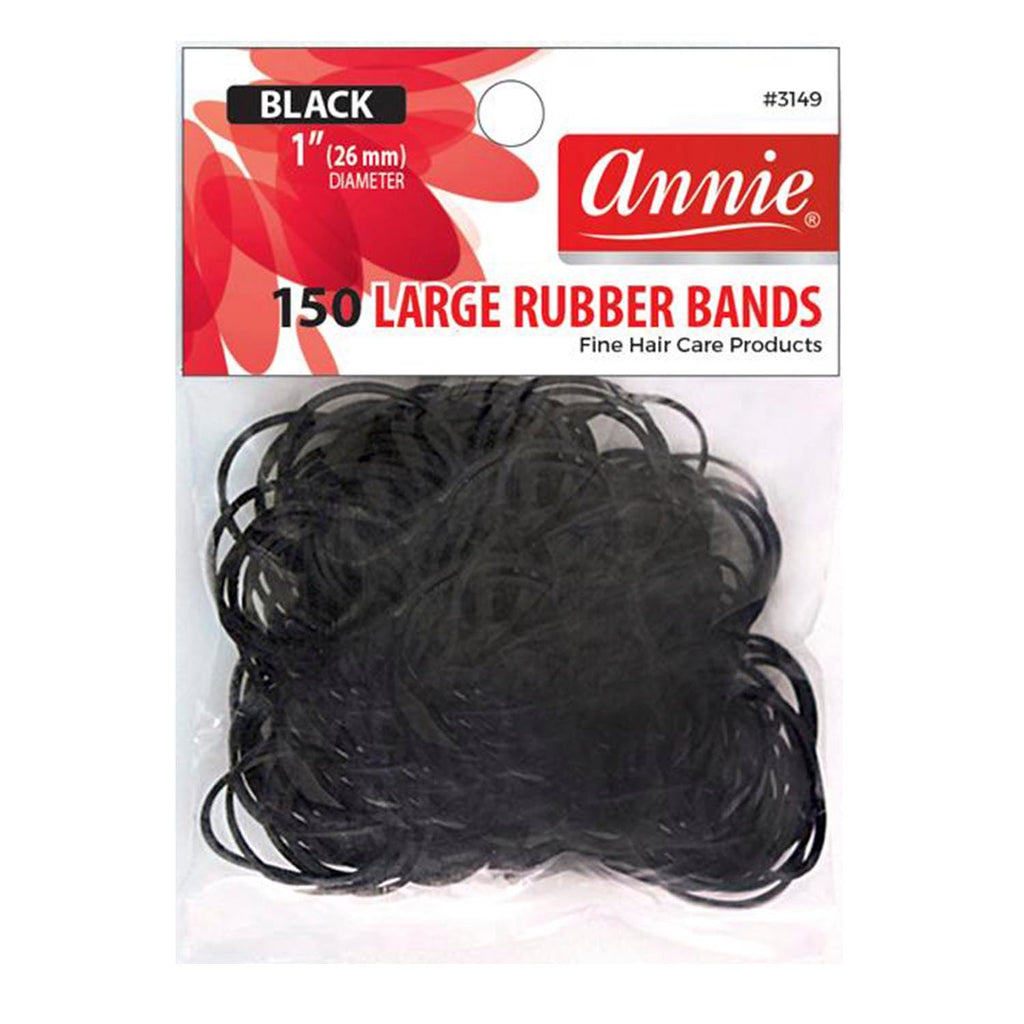 Annie Large Rubber Bands Black 1" 150pcs - ikatehouse