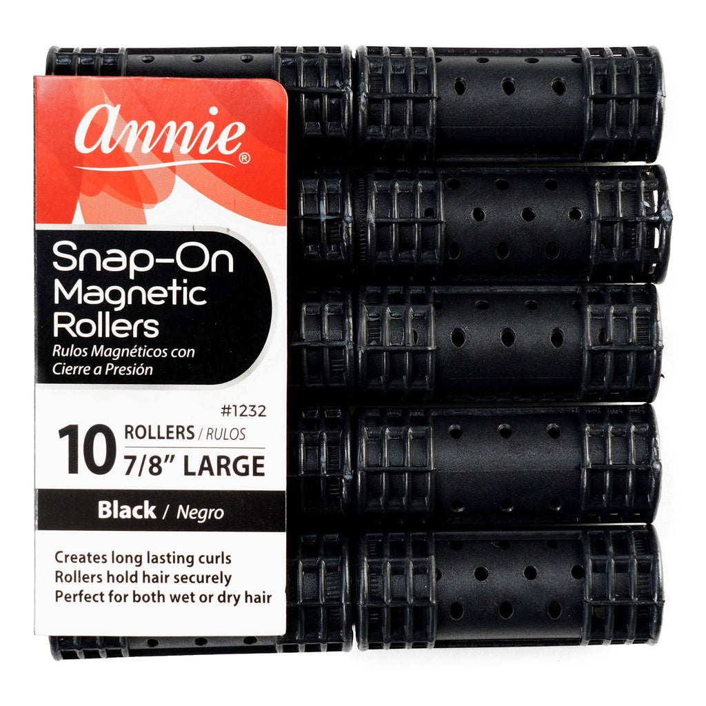Annie Snap-On Magnetic Rollers Black 7/8" 10ct - ikatehouse