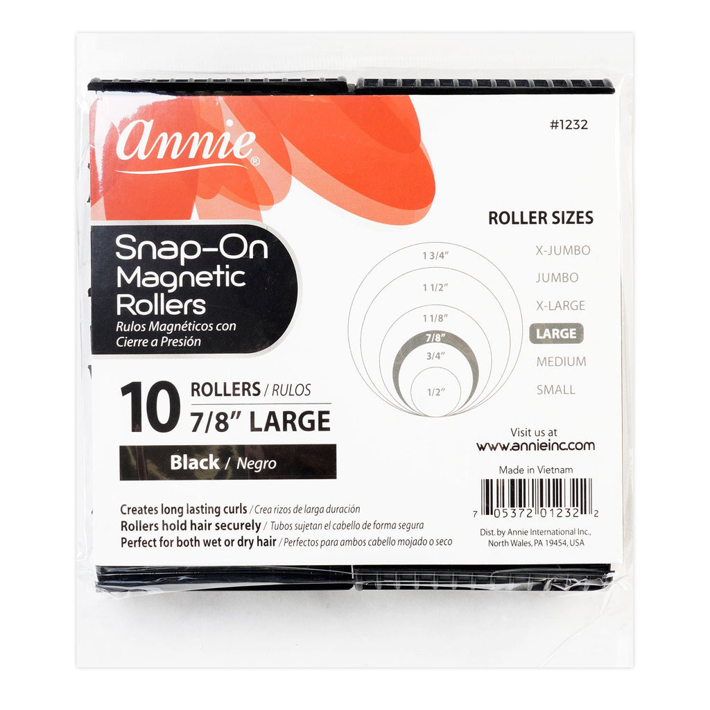 Annie Snap-On Magnetic Rollers Black 7/8" 10ct - ikatehouse