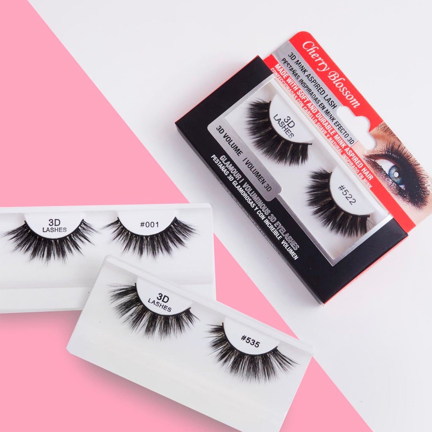 3 Paar Red Cherry Wimpern #747 M – Natürlich-glamourös, Mittlere Länge, Wiederverwendbar