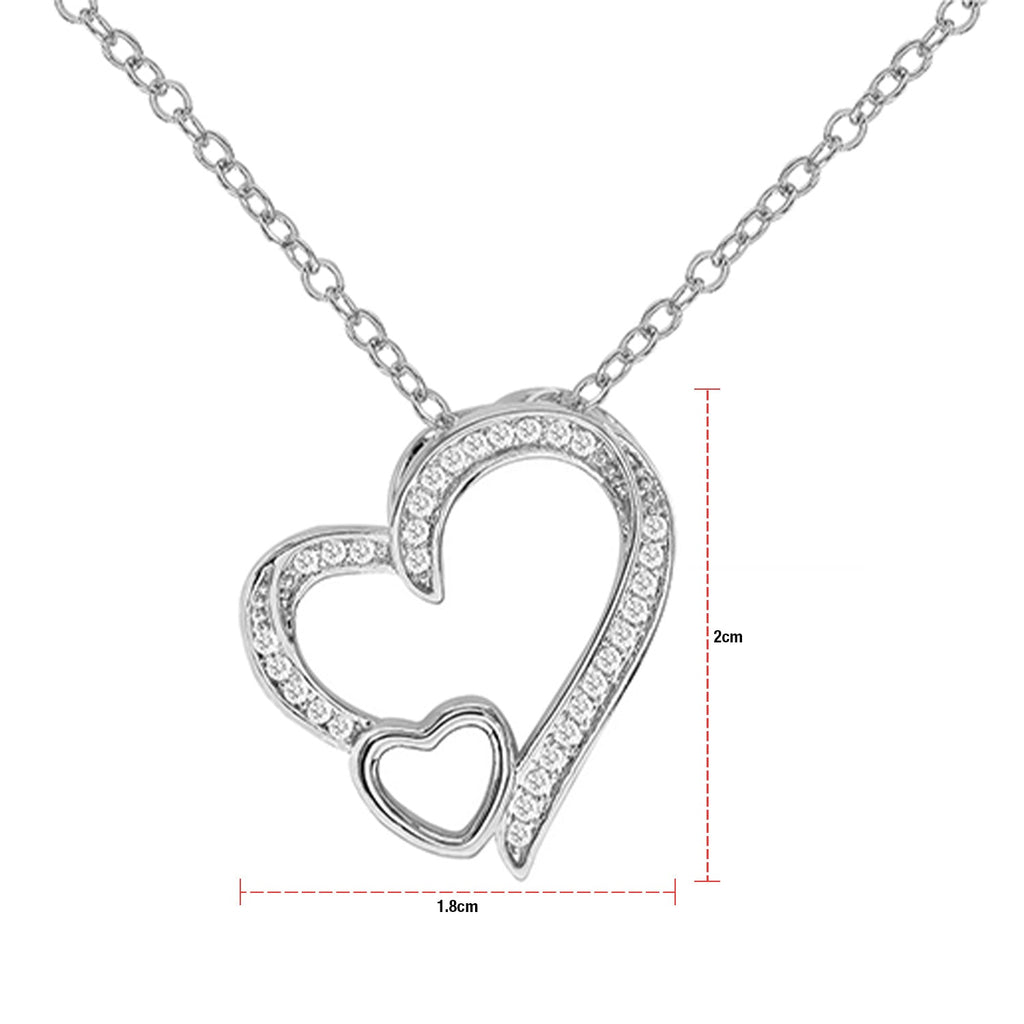 Cubic Zirconia Double Heart Pendant Necklace - ikatehouse