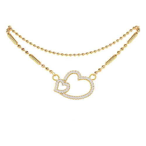 Cubic Zirconia Heart Anklet Gold - ikatehouse