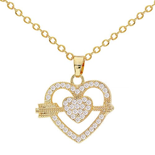 Cubic Zirconia Heart & Arrow Pendant Necklace – ikatehouse
