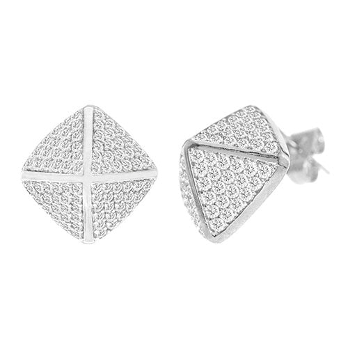 Cubic Zirconia Micro Pave 3D Diamond Earring - ikatehouse