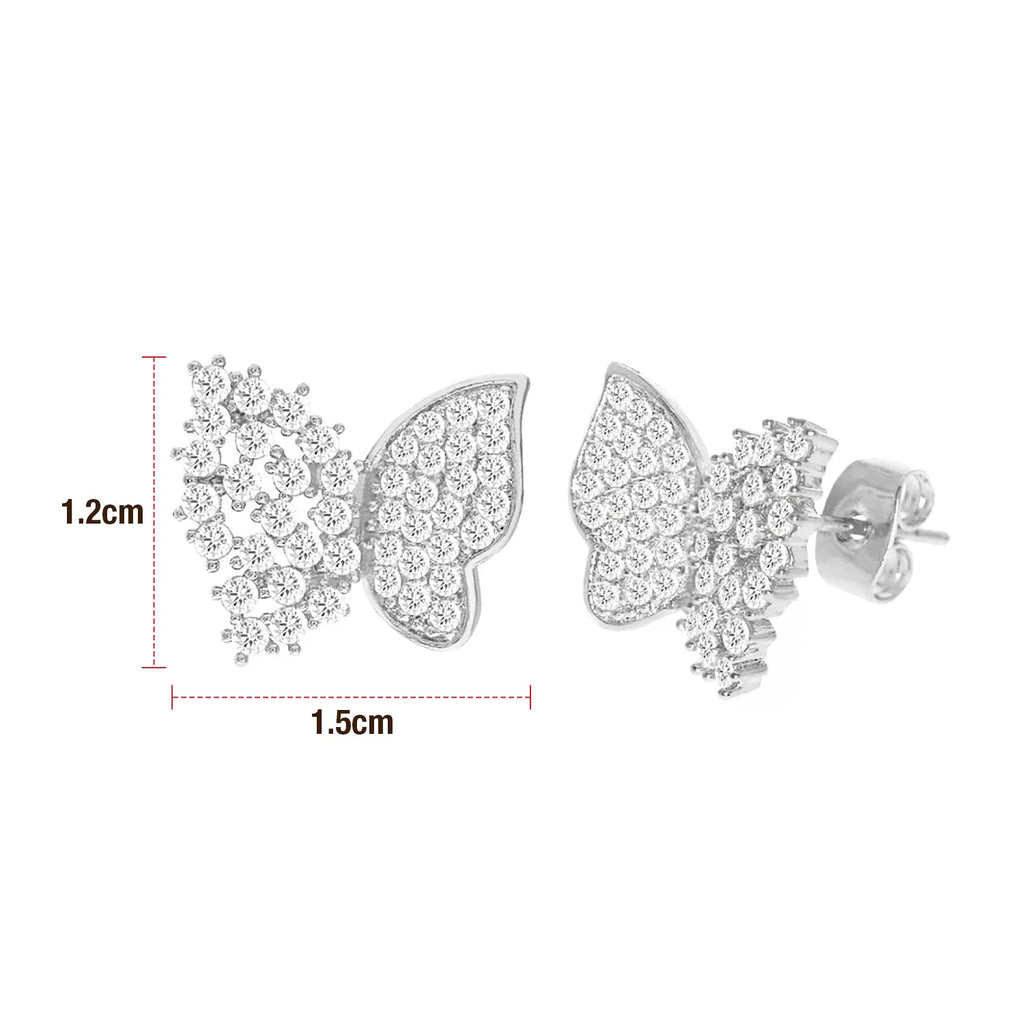 Cubic Zirconia Micro Pave Butterfly Earring - ikatehouse