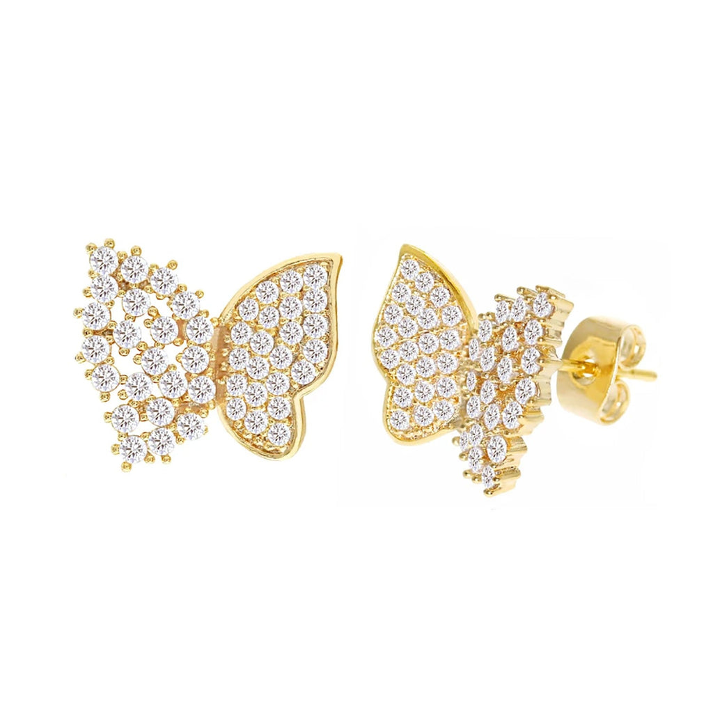 Cubic Zirconia Micro Pave Butterfly Earring - ikatehouse