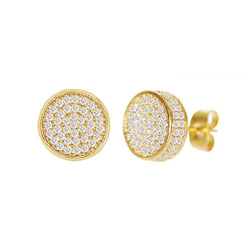 Cubic Zirconia Micro Pave Circle Earring Gold - ikatehouse