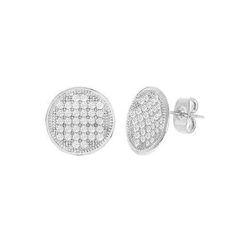 Cubic Zirconia Micro Pave Circle Earring Sliver - ikatehouse