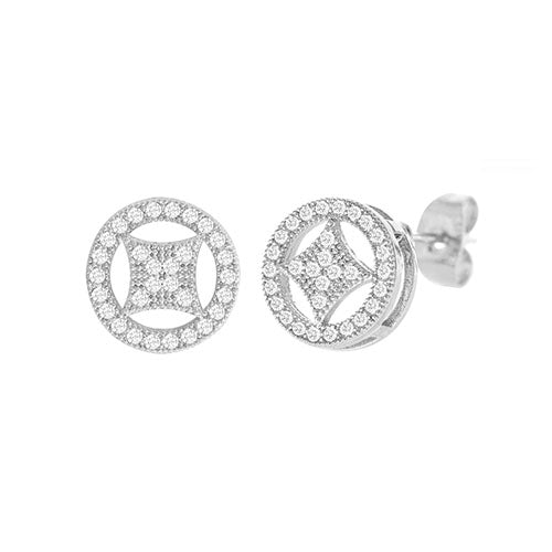 Cubic Zirconia Micro Pave Diamond in the Circle Earring - ikatehouse