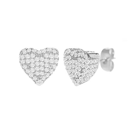 Cubic Zirconia Micro Pave Heart Earring - ikatehouse