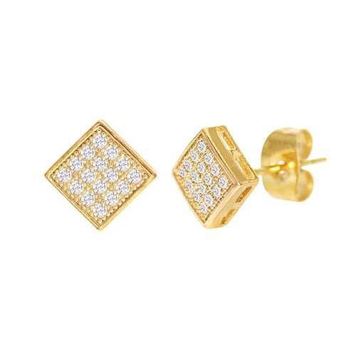 Cubic Zirconia Micro Pave Rhombus Earring Gold - ikatehouse