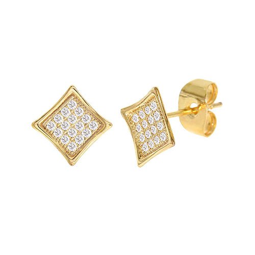 Cubic Zirconia Micro Pave Rhombus Earring Gold - ikatehouse