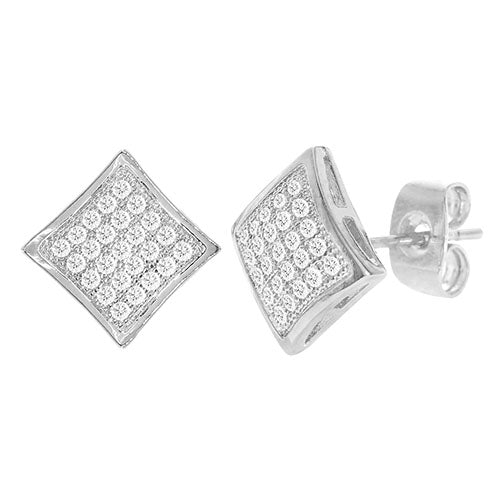 Cubic Zirconia Micro Pave Rhombus Earring Silver - ikatehouse