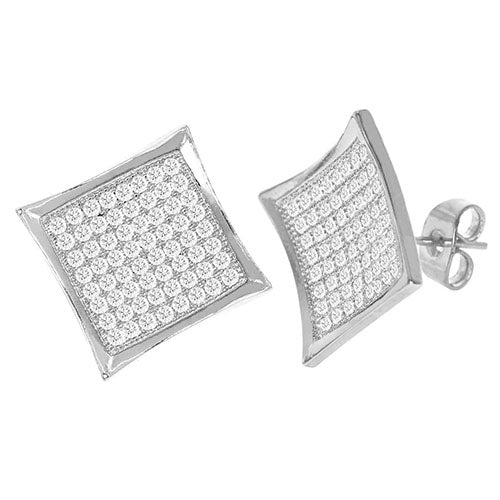 Cubic Zirconia Micro Pave Rhombus Earring Silver - ikatehouse