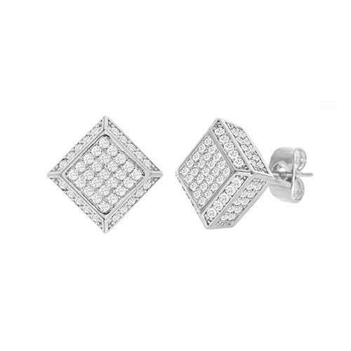 Cubic Zirconia Micro Pave Rhombus Earring Silver - ikatehouse