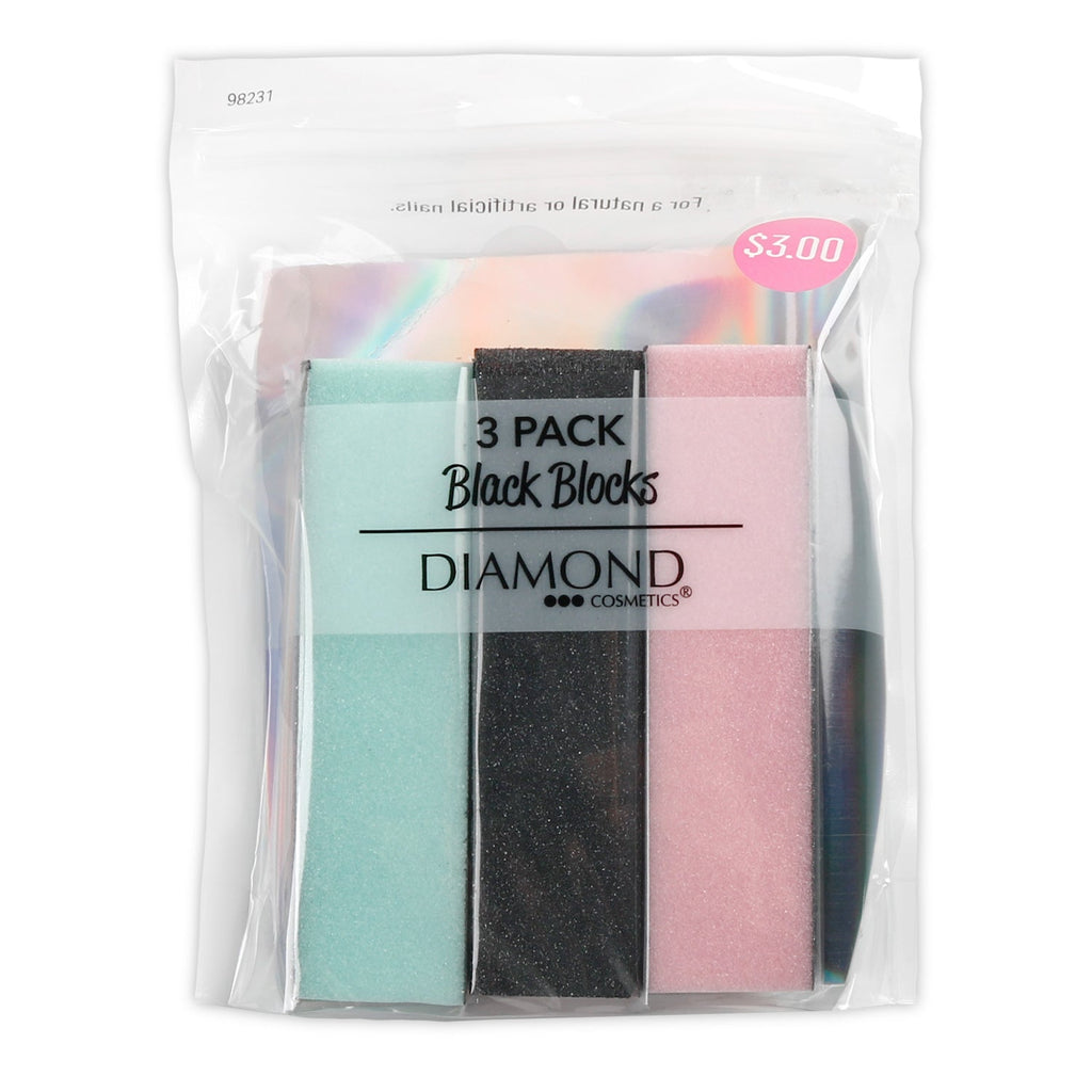 Diamond Cosmetics Black Nail Blocks 3Pack - ikatehouse