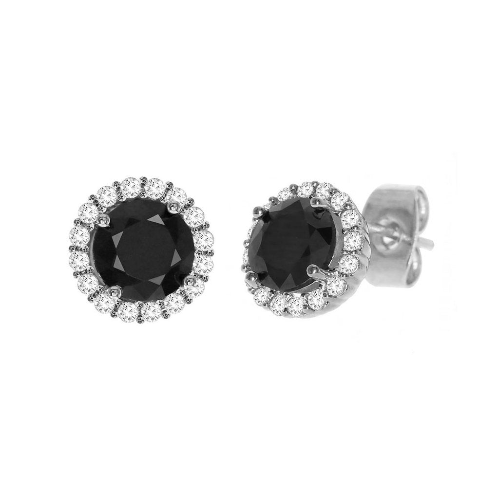 Diamond Look Cubic Zirconia Black Circle Earring - ikatehouse