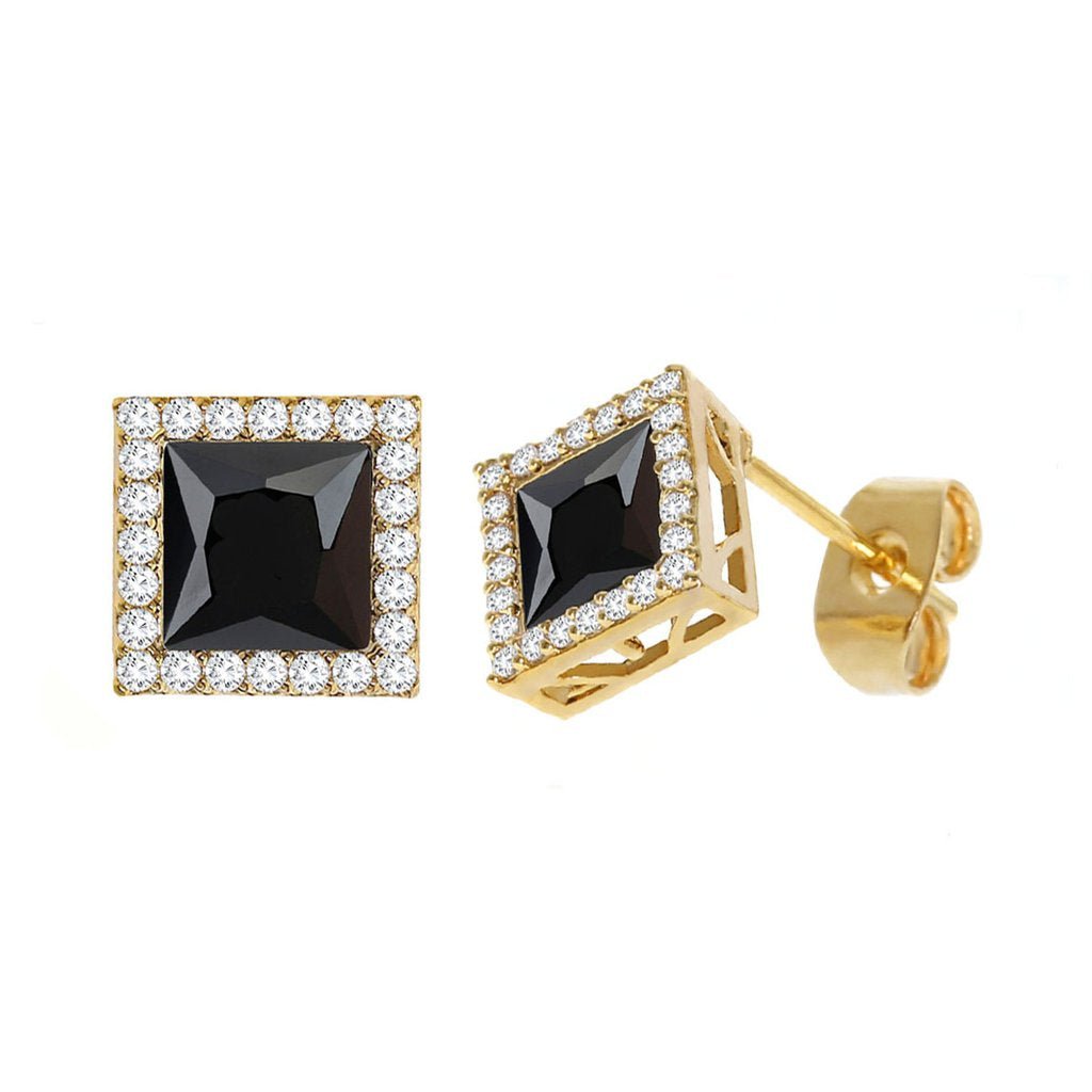 Diamond Look Cubic Zirconia Black Square Earring - ikatehouse