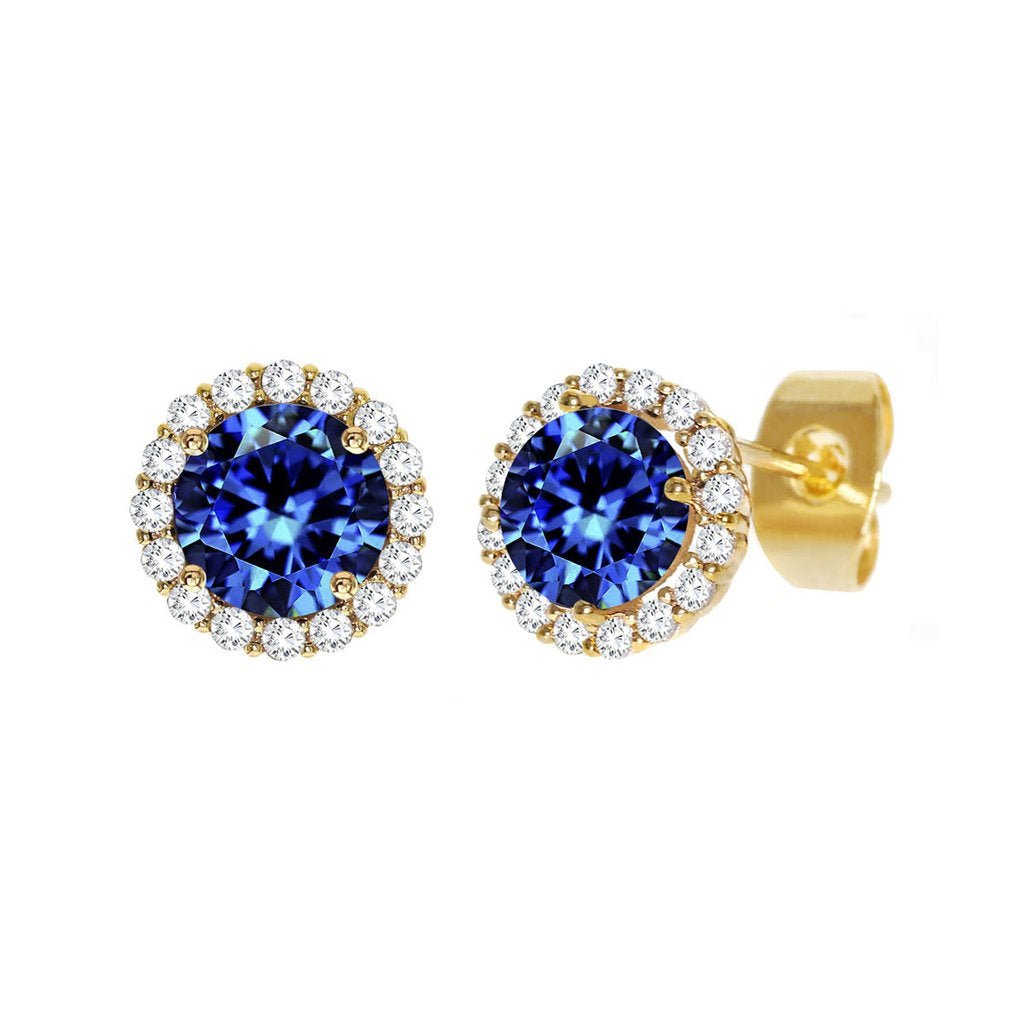Diamond Look Cubic Zirconia Blue Circle Earring - ikatehouse