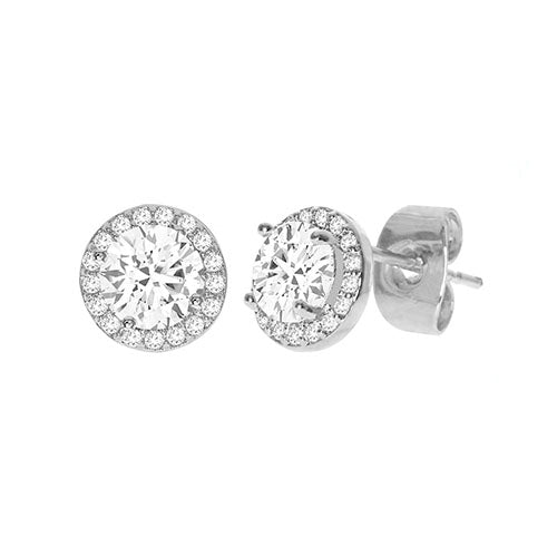 Diamond Look Cubic Zirconia Circle Earring Silver - ikatehouse