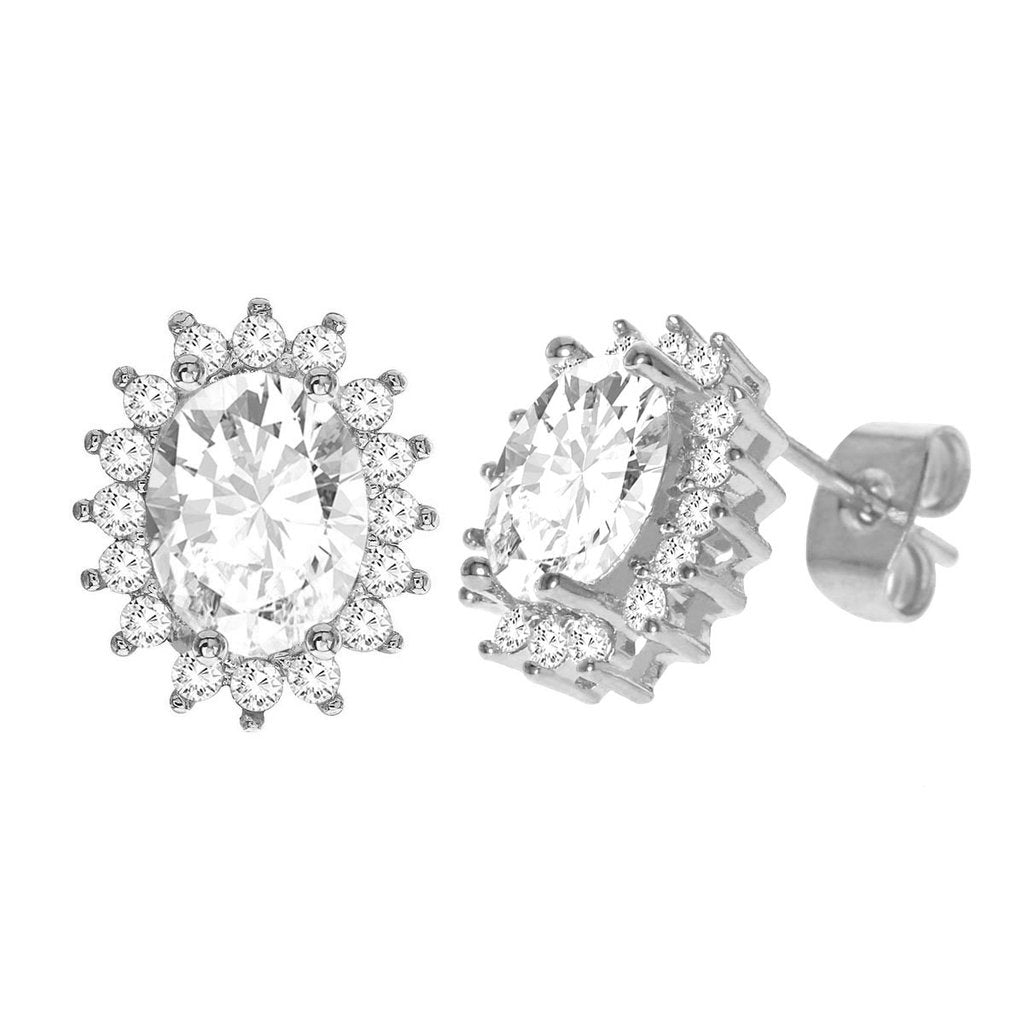 Diamond Look Cubic Zirconia Circle Earring Silver - ikatehouse