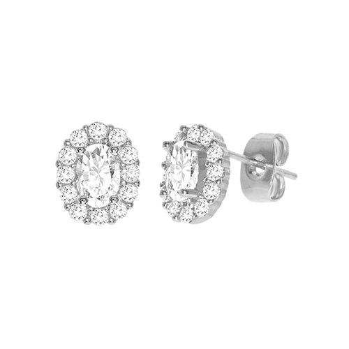 Diamond Look Cubic Zirconia Circle Earring Silver - ikatehouse