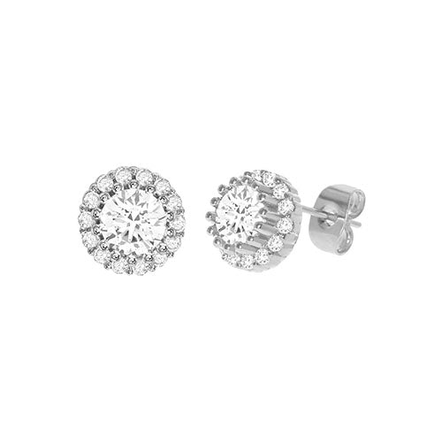 Diamond Look Cubic Zirconia Circle Earring Silver - ikatehouse