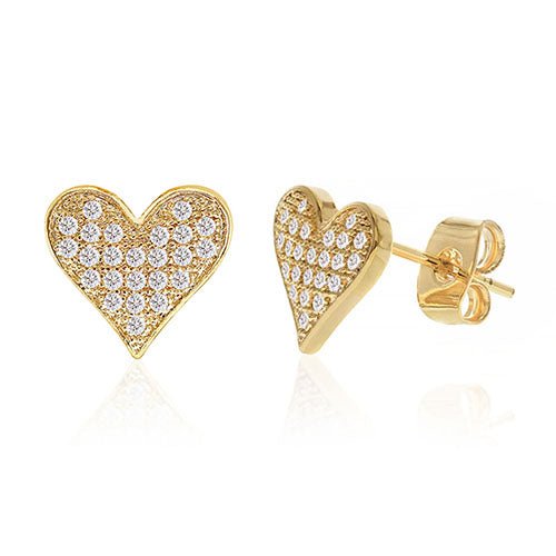 Diamond Look Cubic Zirconia Micro Pave Full Heart Earring - ikatehouse