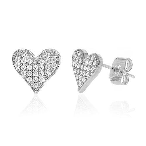 Diamond Look Cubic Zirconia Micro Pave Full Heart Earring - ikatehouse