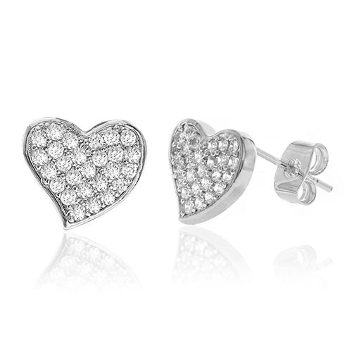 Diamond Look Cubic Zirconia Micro Pave Full Heart Earring - ikatehouse